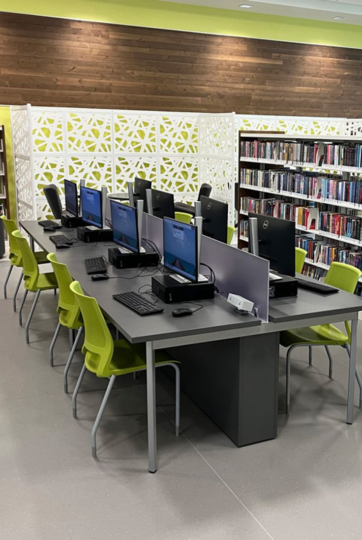 Shared Library Computer Tables that Offer Personal Space